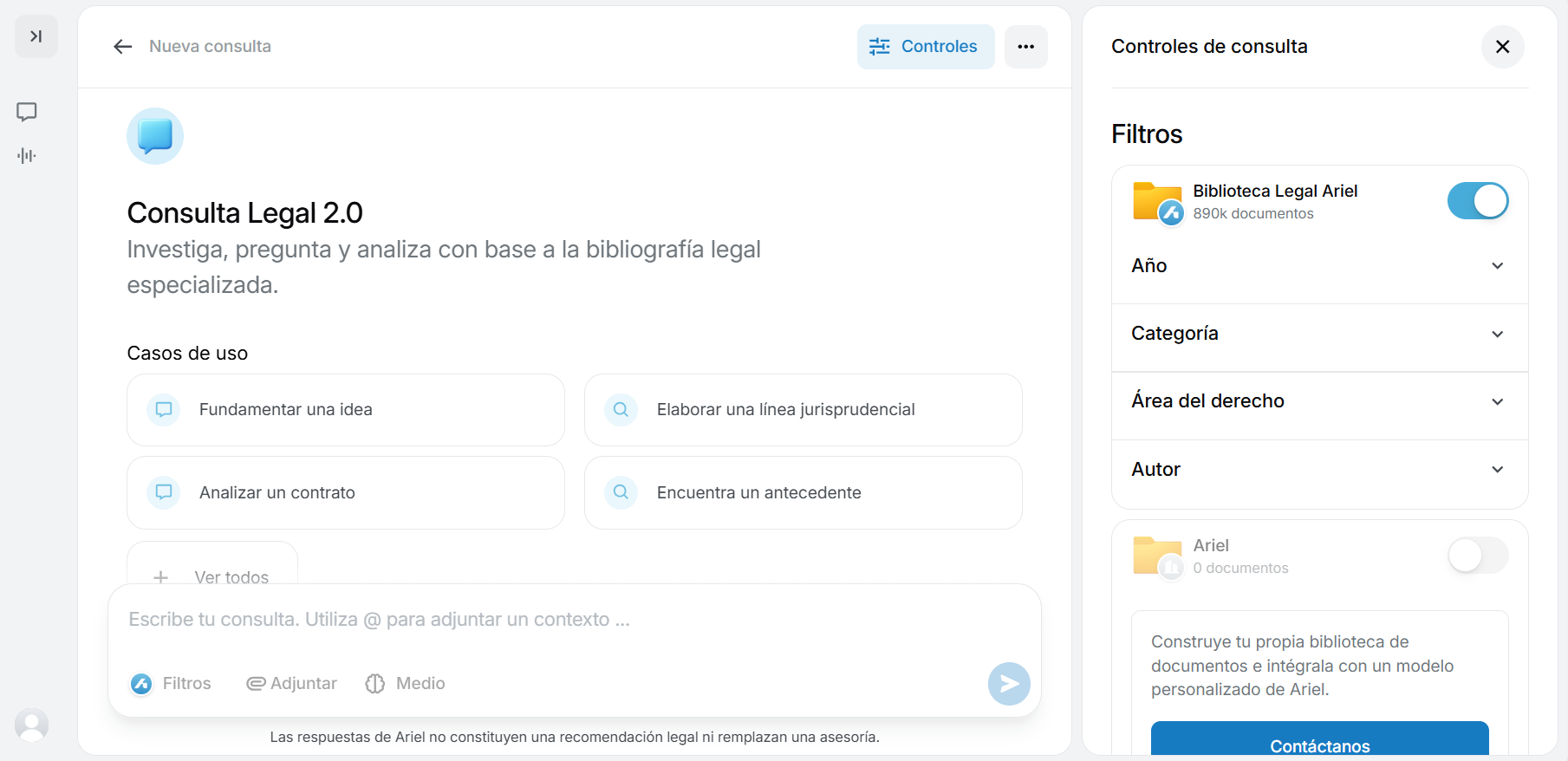 Panel lateral de filtros inteligentes