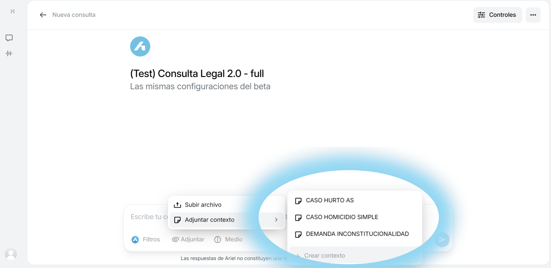 Lista de contextos guardados