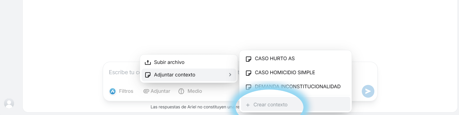 Crear contexto desde el chat