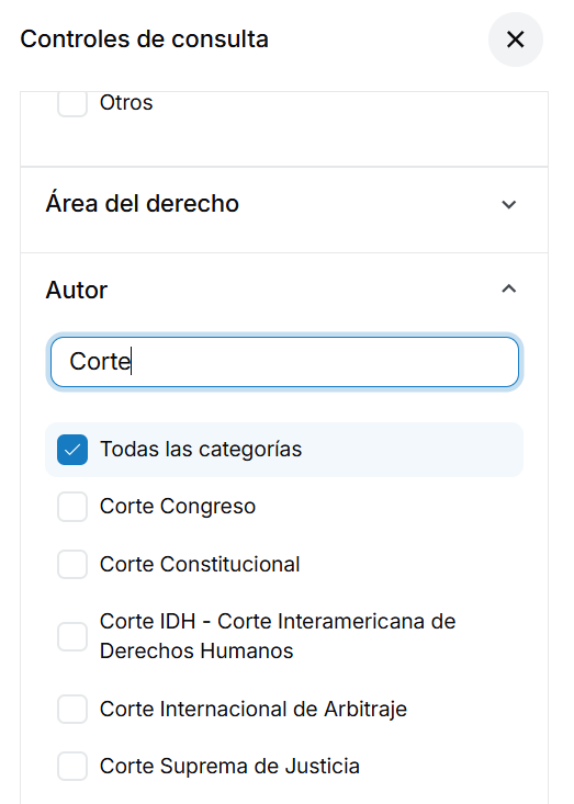Búsqueda predictiva dentro de los filtros