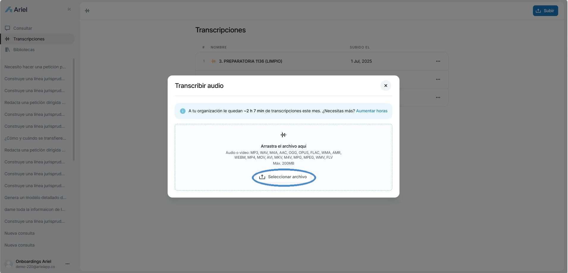 Ventana Transcribir audio