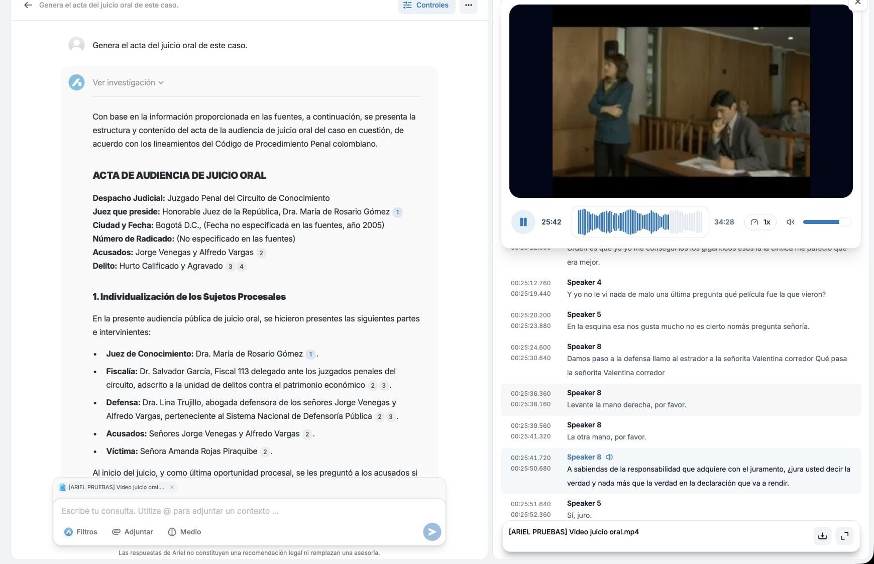 Ejemplo de respuesta basada en el audio