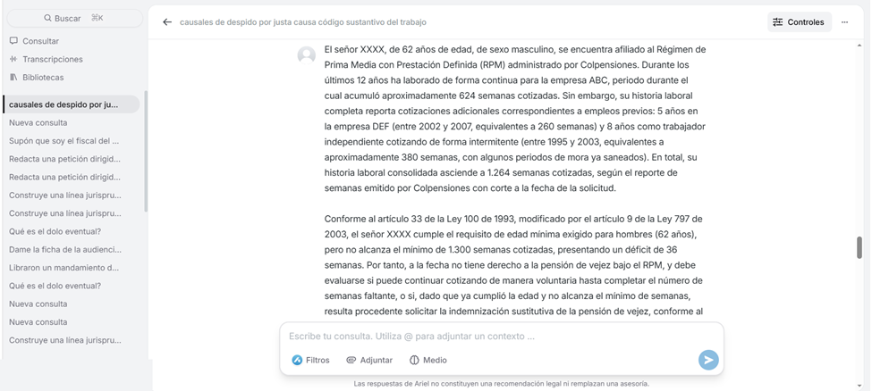 Apertura del hilo completo de una consulta