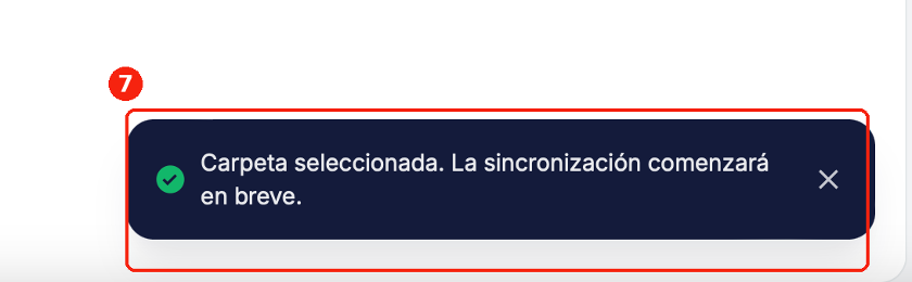 Aviso de carpeta seleccionada